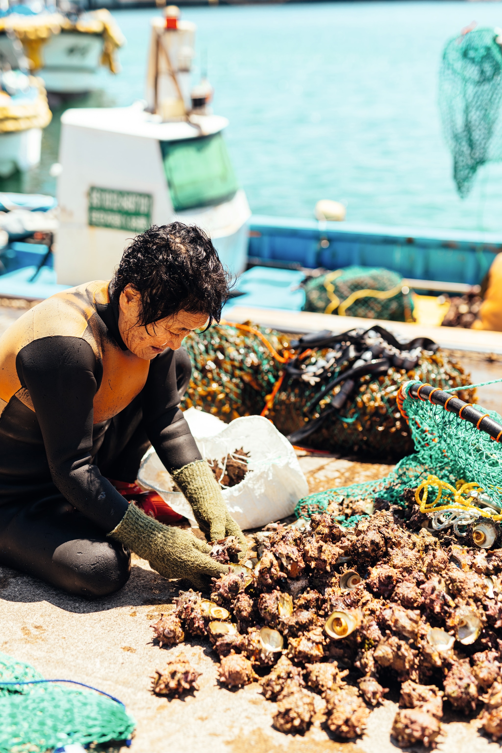 woman holding fishing net