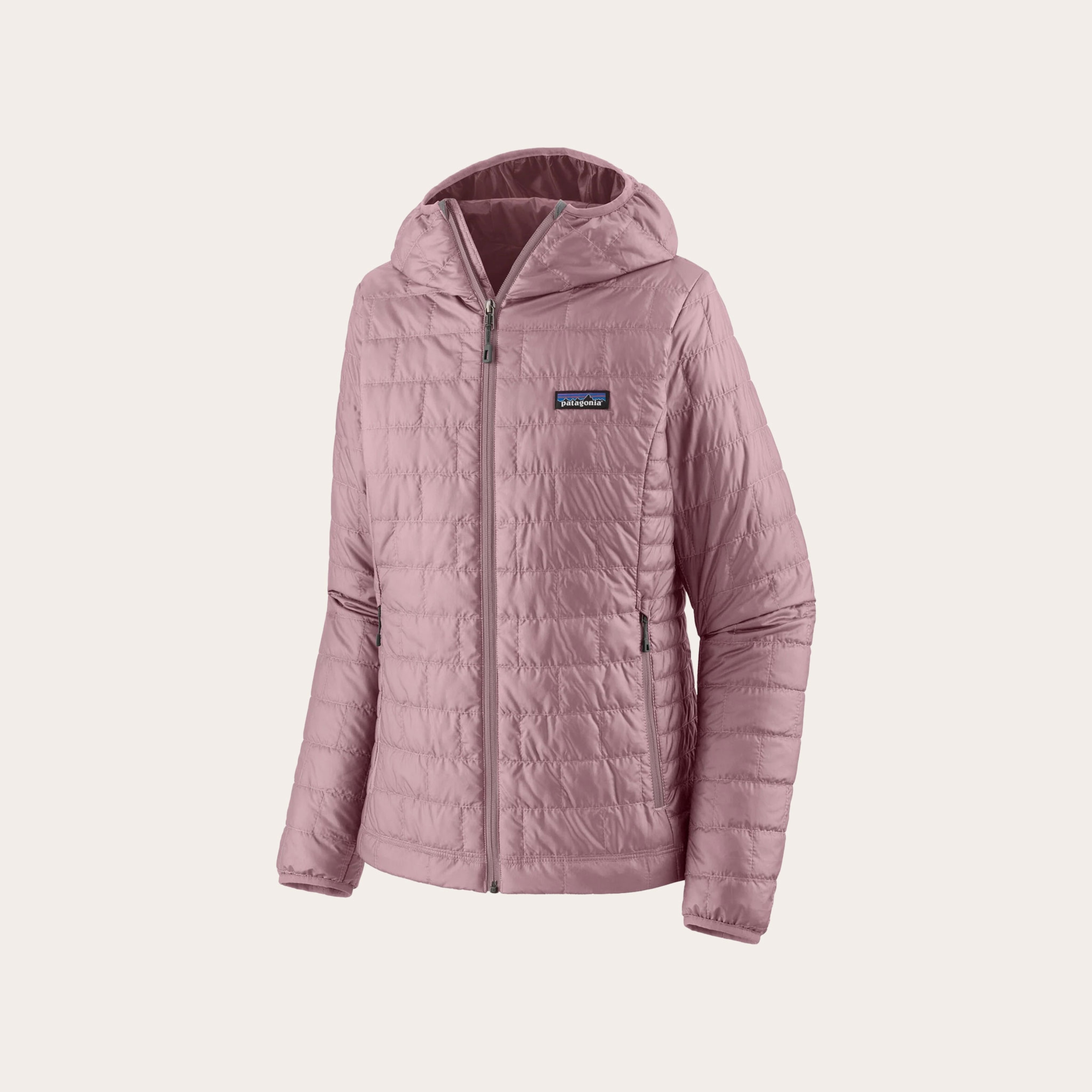 Light purple women's jacket with hood.