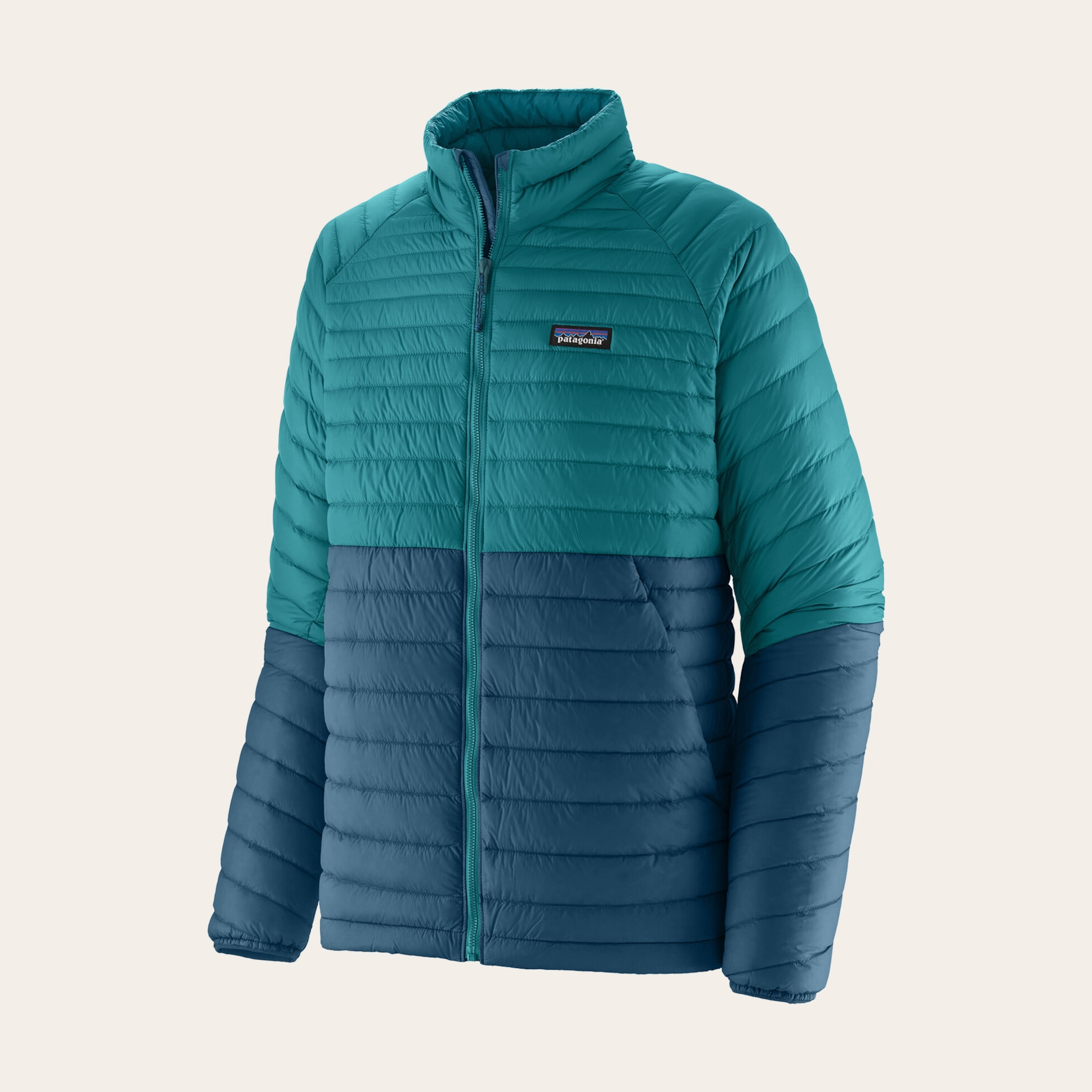 A teal and blue Patagonia jacket